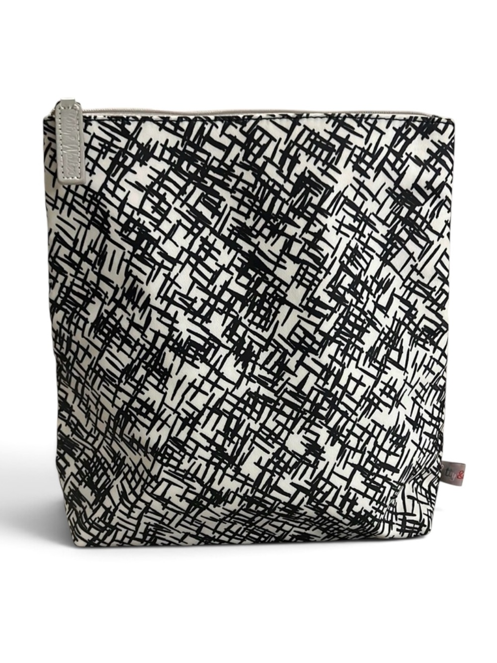 Betty & Walter Large Black White Patterned Cosmetic Pouch Bag